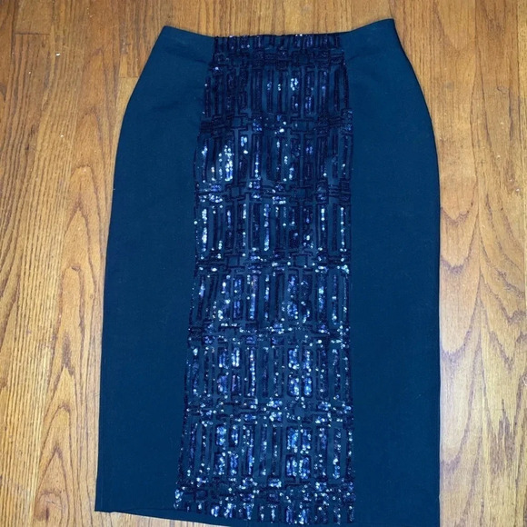 Worthington Women’s Black Sequin Pencil Skirt Sz 4 - Picture 1 of 4